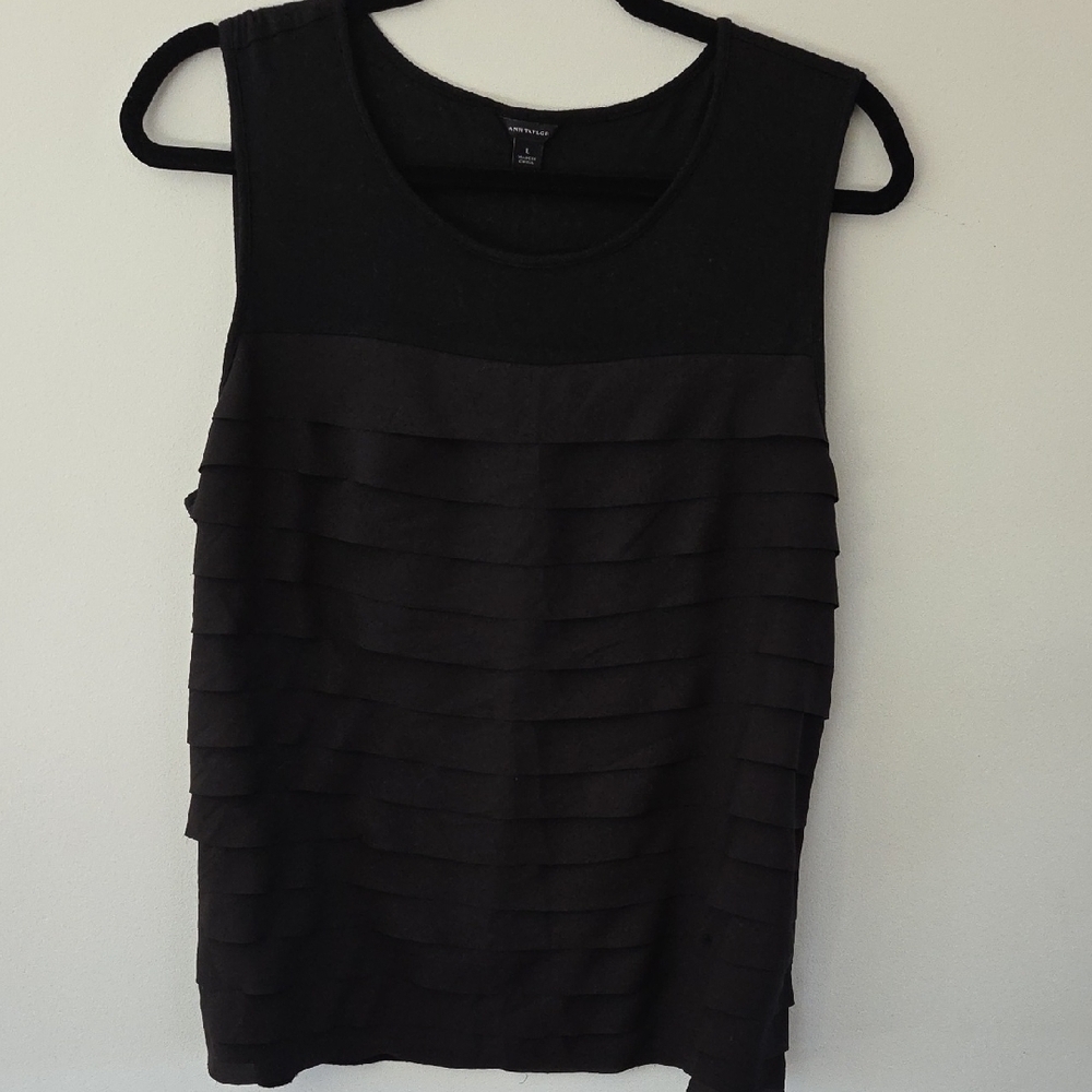Ann Taylor Black Layered Tank Top